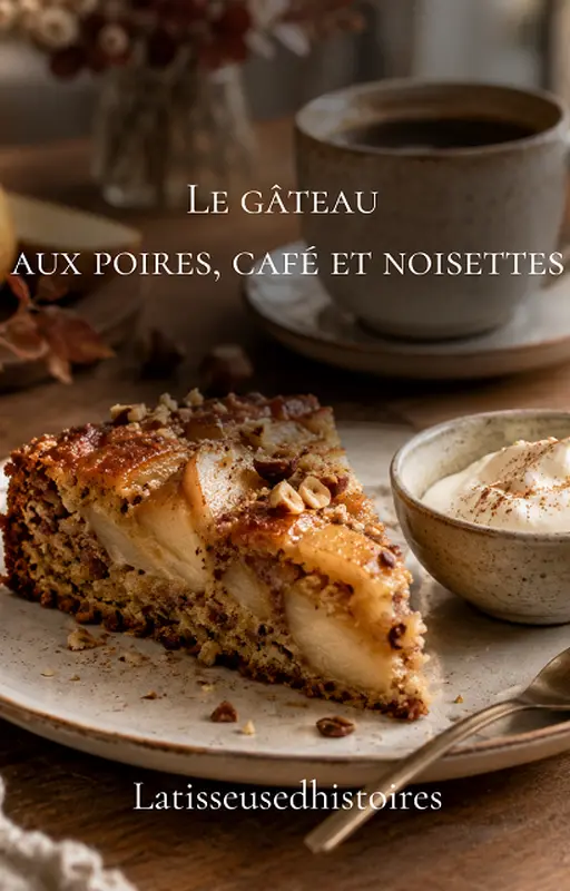 Le gâteau aux poires, café et noisettes
